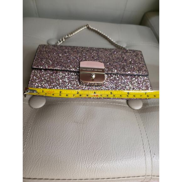 Nwt Kate Spade Rose Gold Pink Glitter Sunset Lane Milou Wallet Clutch Chain Bag - Picture 6 of 14